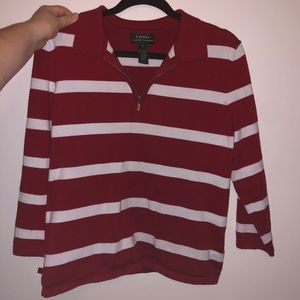 Lauren Ralph Lauren red and white striped top